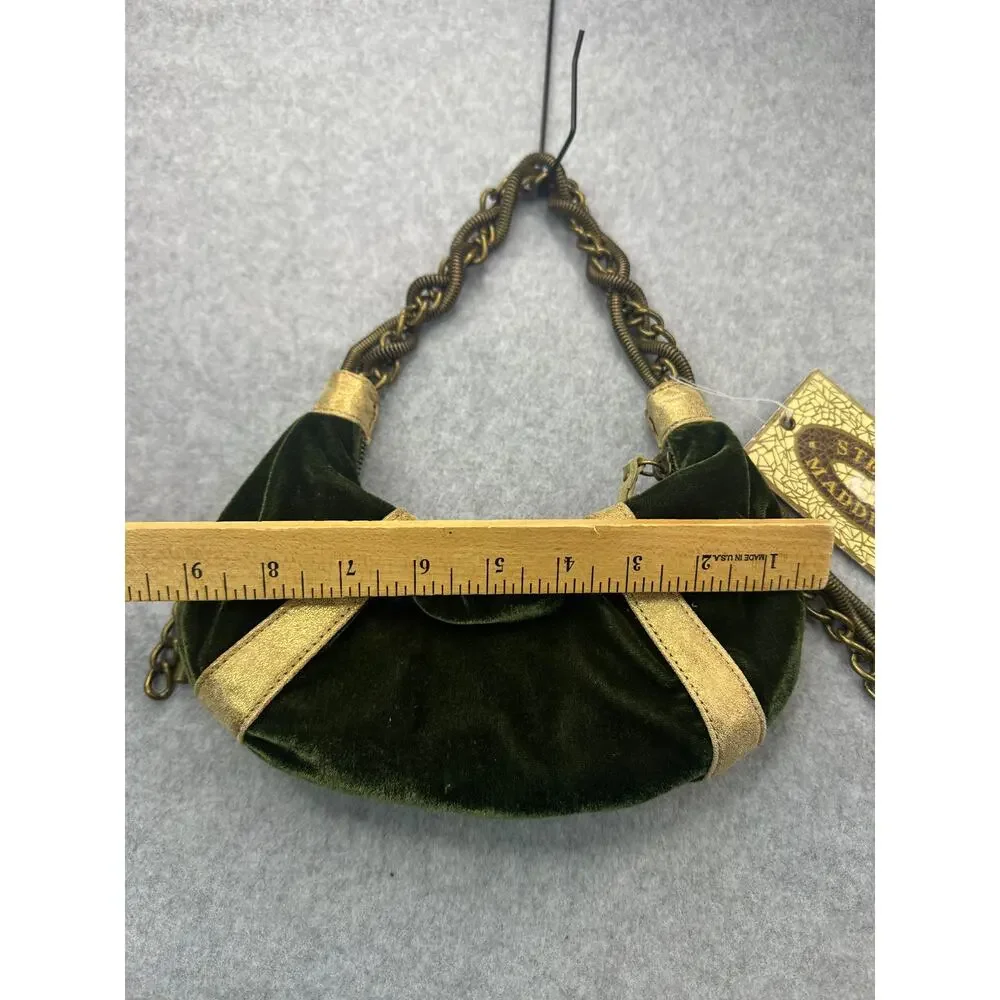 Steve Madden Green Velvet Medusa Hobo Bag Heavy Bronze Chain
